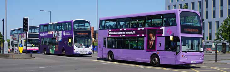 First Southampton Dennis Trident East Lancs 32766, Volvo B7TL Wright 37164 and Dennis Trident Plaxton President 33158